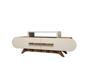 Suporte de TV em madeira "Rose" - 145 x 36 x 49 cm - Creme de nogueira