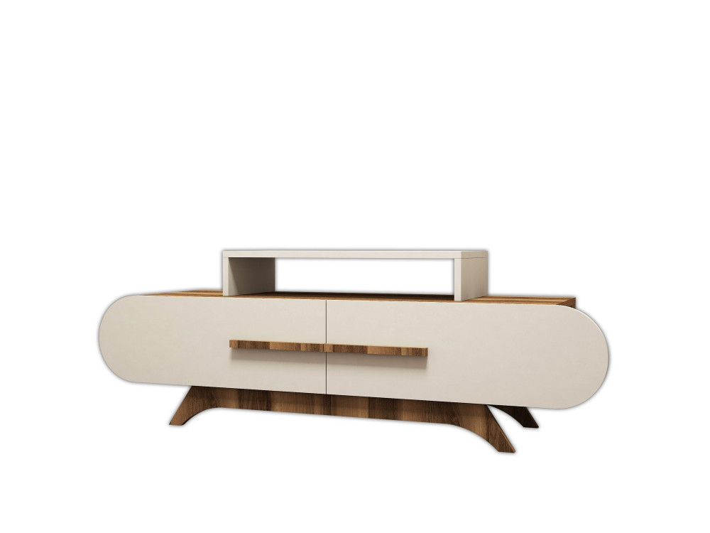 Suporte de TV em madeira "Rose" - 145 x 36 x 49 cm - Creme de nogueira