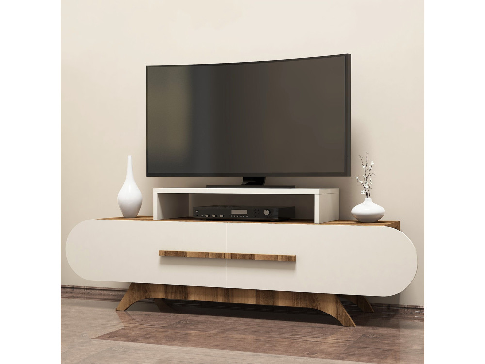 Suporte de TV em madeira "Rose" - 145 x 36 x 49 cm - Creme de nogueira