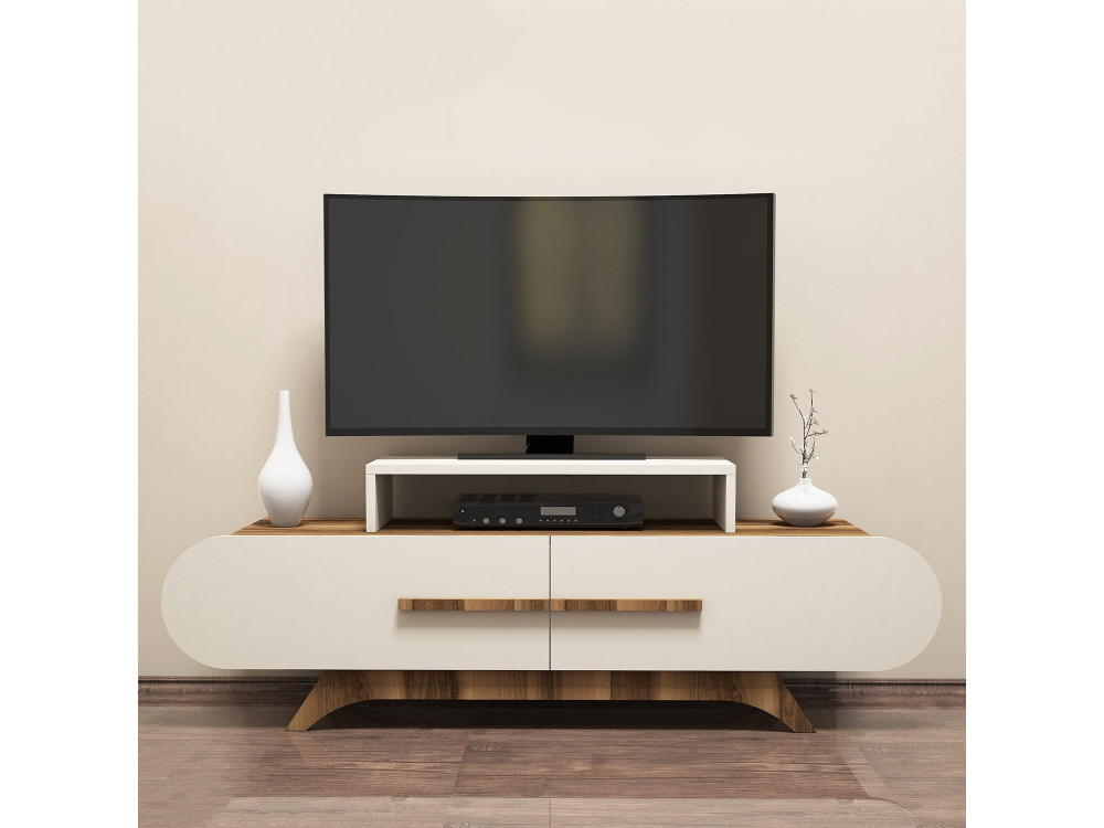 Suporte de TV em madeira "Rose" - 145 x 36 x 49 cm - Creme de nogueira