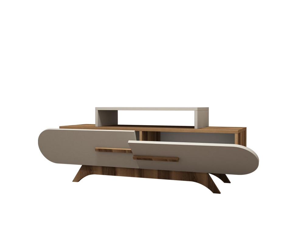 Suporte de TV em madeira "Rose" - 145 x 36 x 49 cm - Creme de nogueira