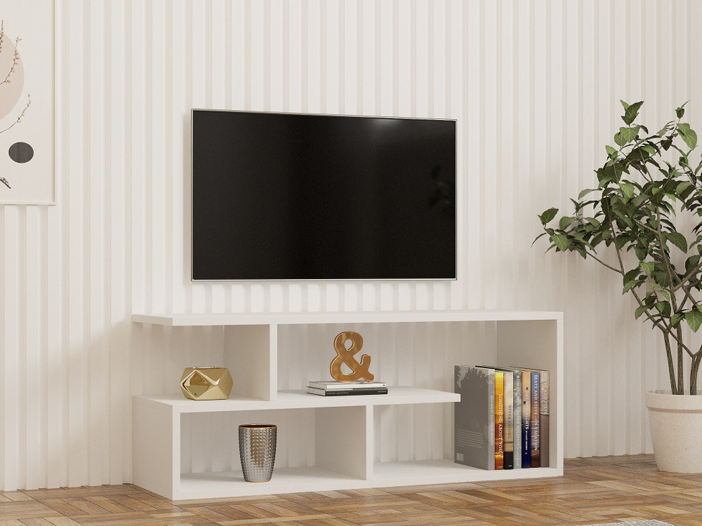 Suporte para televisor em madeira "Cafu" - 100 x 29 x 40 cm - Branco