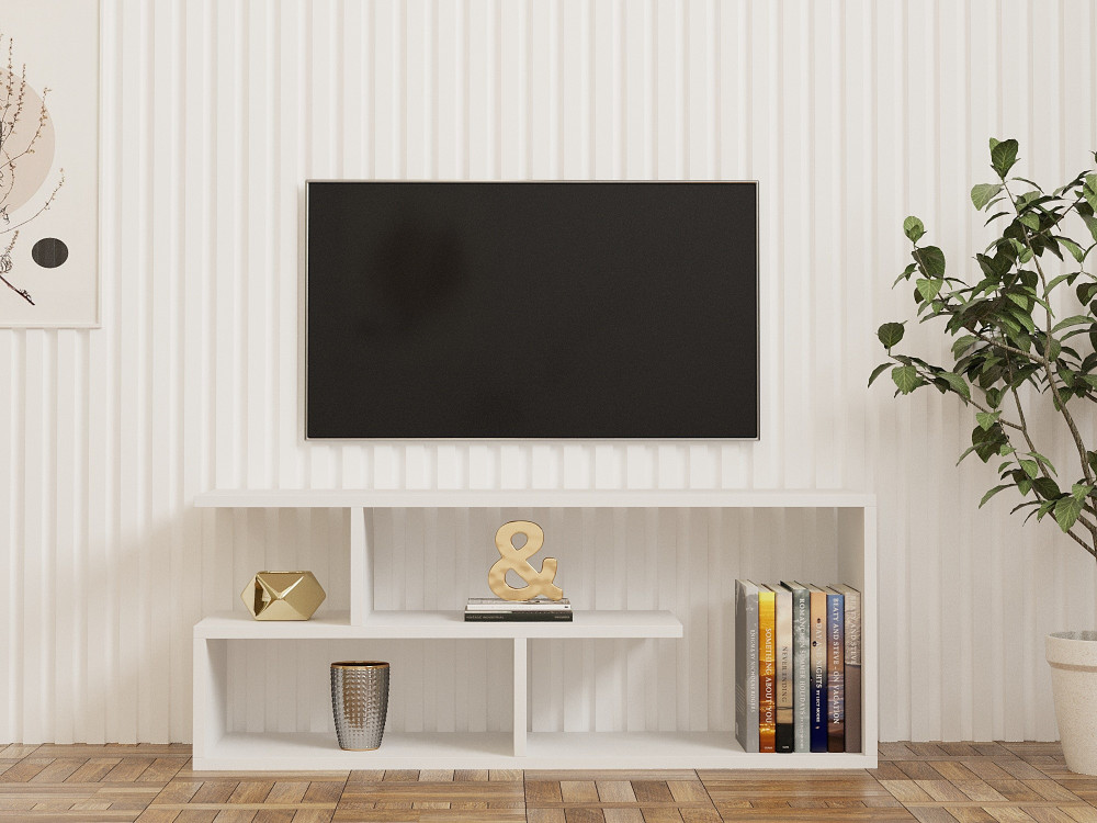 Suporte para televisor em madeira "Cafu" - 100 x 29 x 40 cm - Branco