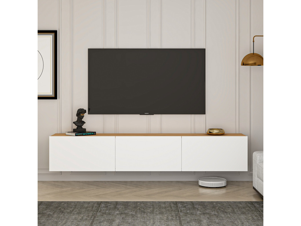 Suporte de TV em madeira "West" - 150 x 32 x 30 cm - pinho branco do Atlântico