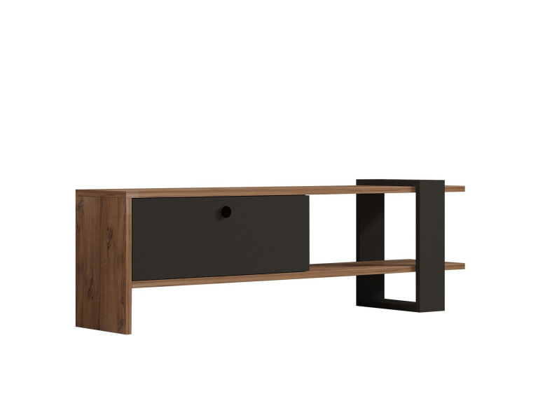 Suporte para televisor em madeira "Ova" - 120 x 25 x 36 cm - Carvalho-Antracite