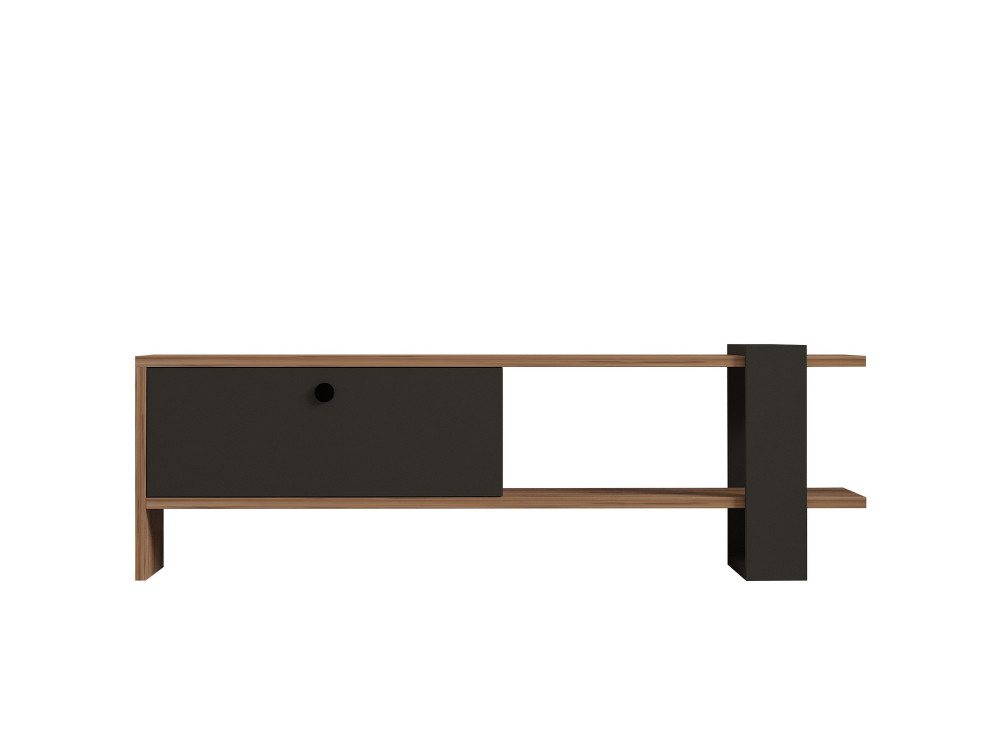 Suporte para televisor em madeira "Ova" - 120 x 25 x 36 cm - Carvalho-Antracite