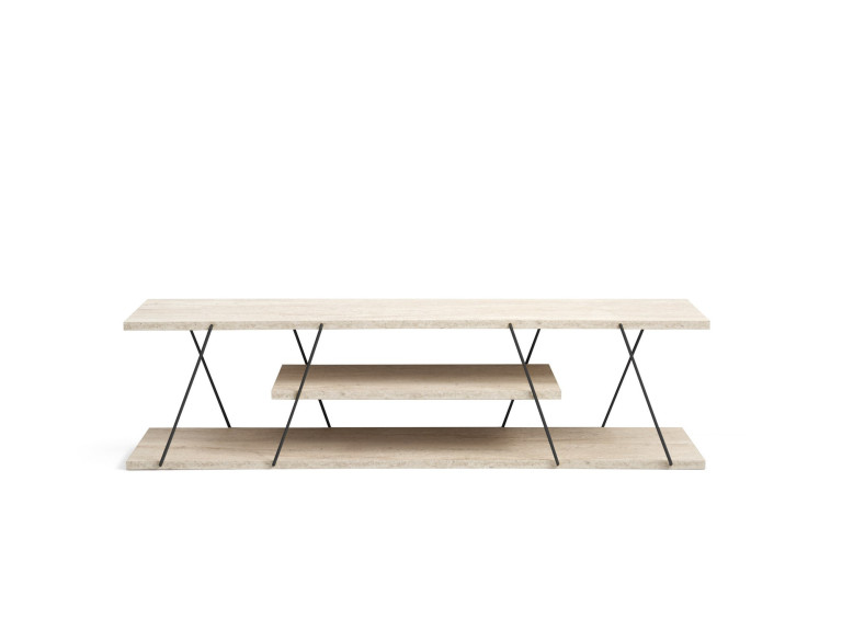Mesa de TV em madeira "Canaz" - 120 x 30 x 33 cm - Bege