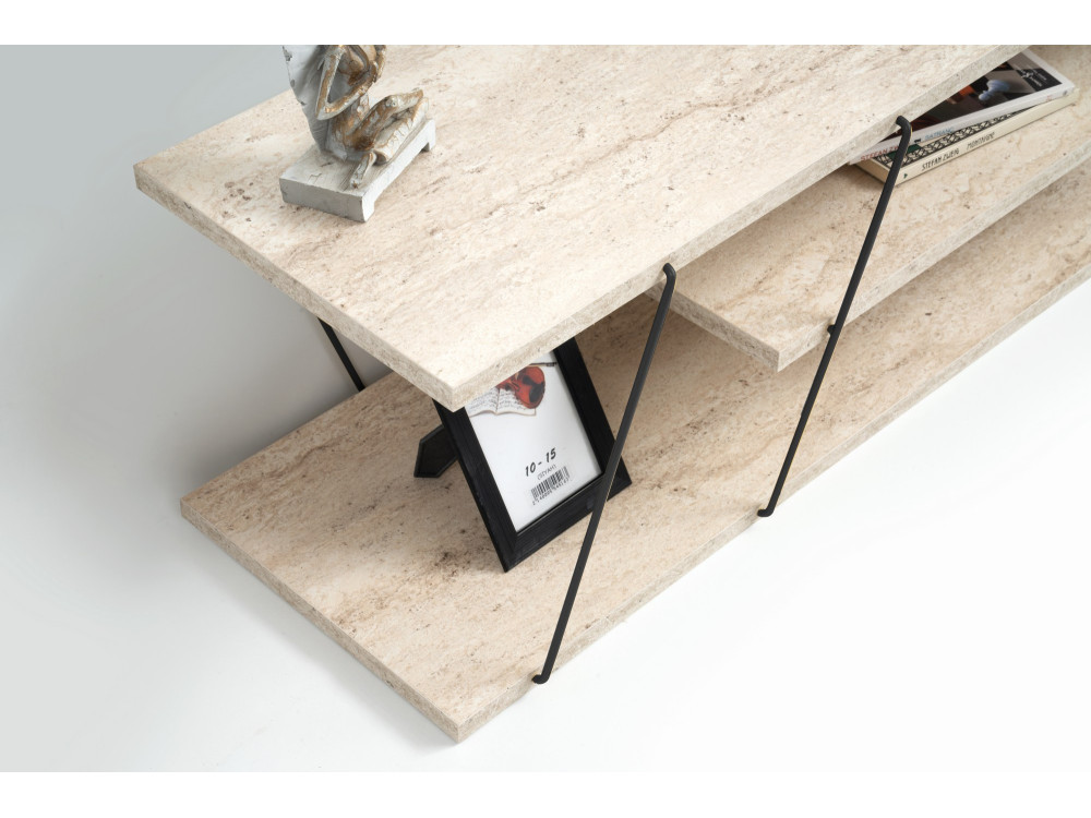 Mesa de TV em madeira "Canaz" - 120 x 30 x 33 cm - Bege
