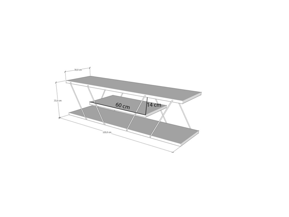 Mesa de TV em madeira "Canaz" - 120 x 30 x 33 cm - Bege