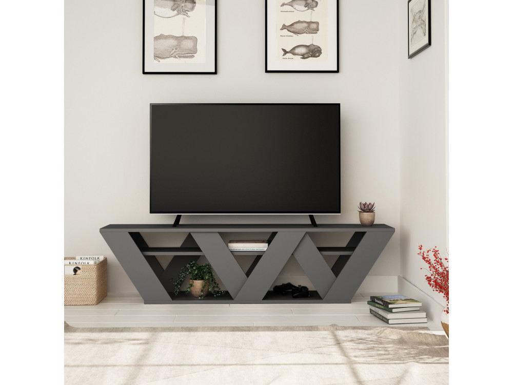Mesa de TV em madeira "Ralla" - 158 x 30 x 40 cm - Antracite