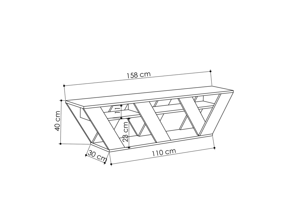 Mesa de TV em madeira "Ralla" - 158 x 30 x 40 cm - Antracite