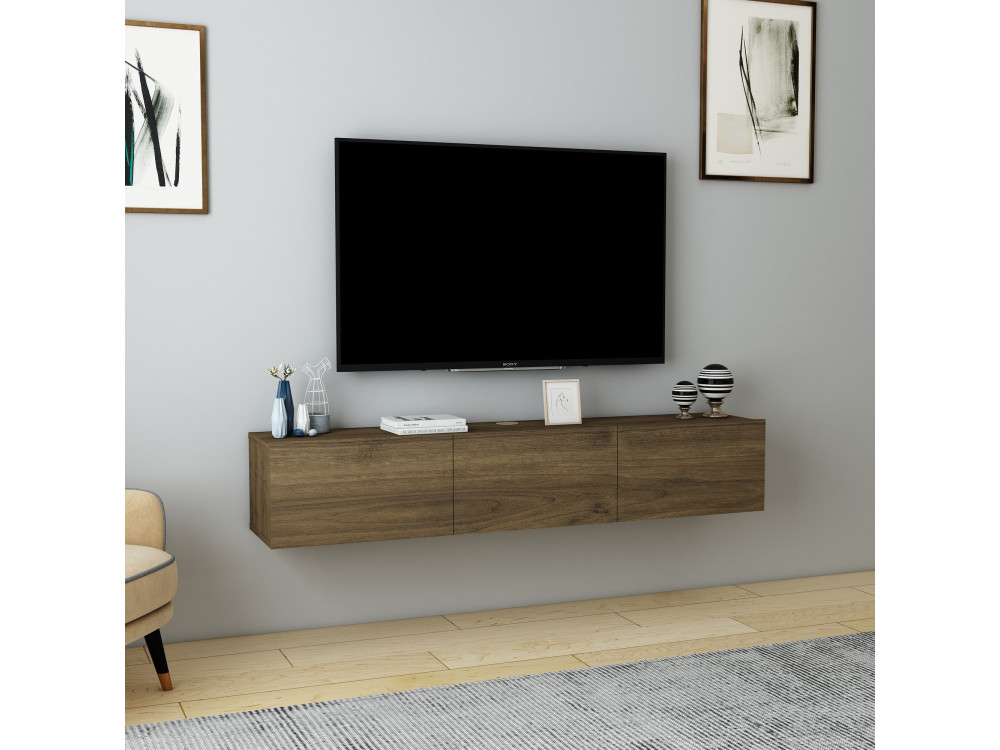 Suporte de TV em madeira "Denby" - 160 x 31 x 29 cm - Nogueira