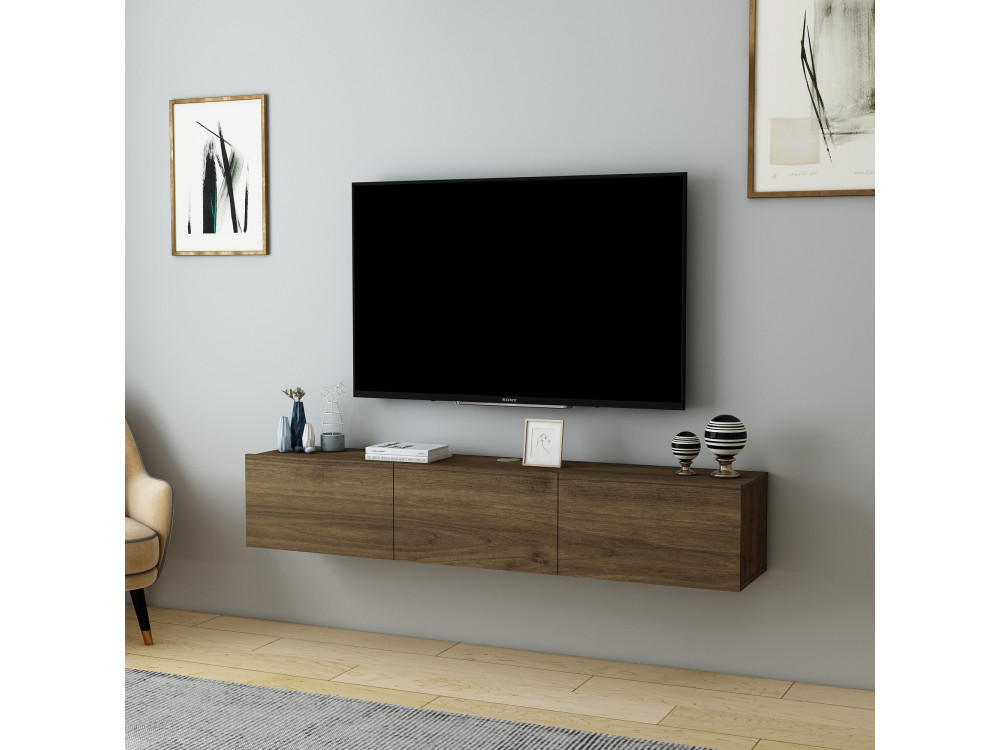 Suporte de TV em madeira "Denby" - 160 x 31 x 29 cm - Nogueira