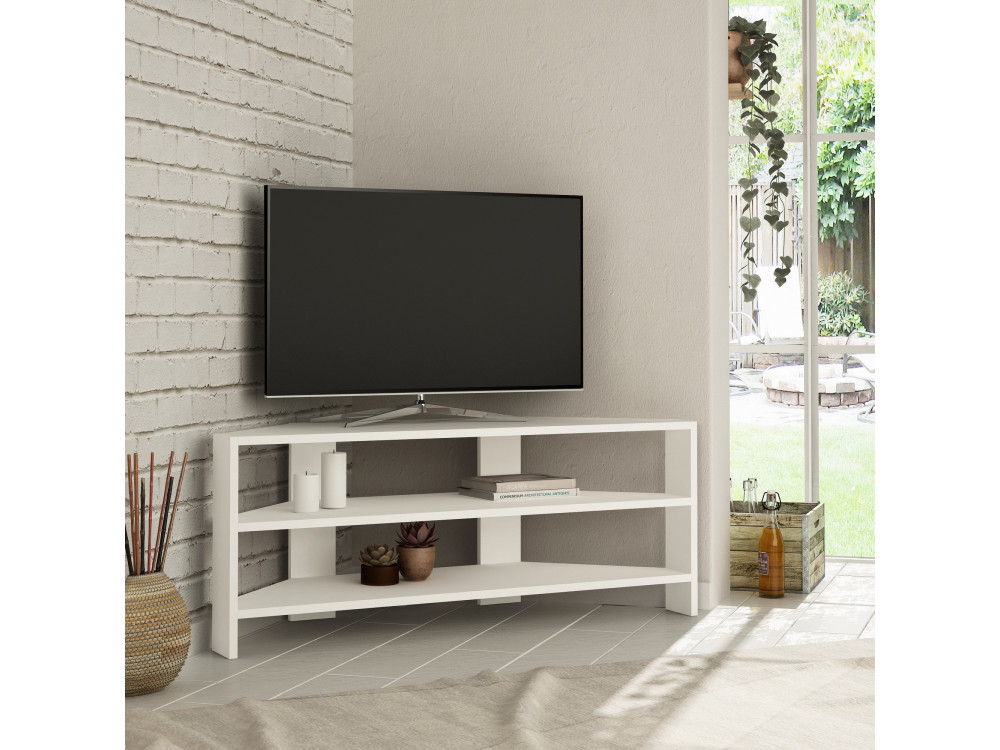 Suporte para televisor em madeira "ThalesCorner" - 110 x 36 x 45 cm - Branco