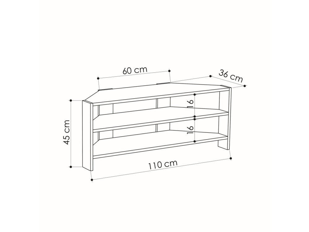 Suporte para televisor em madeira "ThalesCorner" - 110 x 36 x 45 cm - Branco