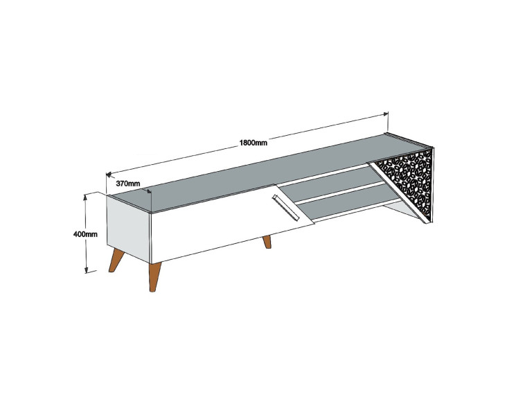 Suporte para televisor em madeira "Beril" - 180 x 40 x 37 cm - Nogueira
