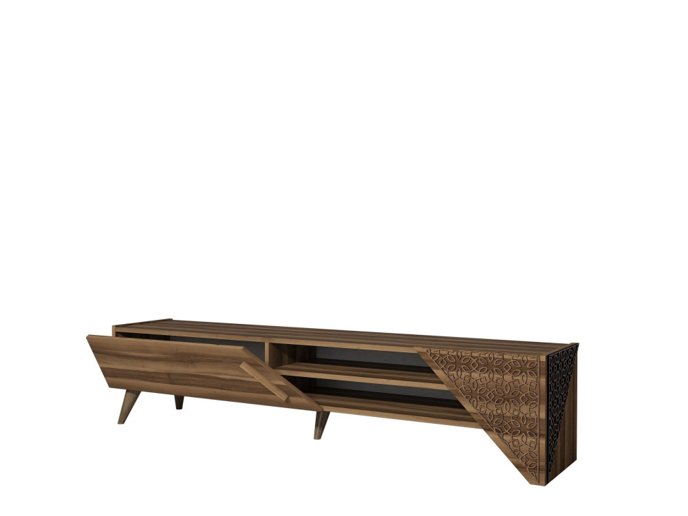 Suporte para televisor em madeira "Beril" - 180 x 40 x 37 cm - Nogueira