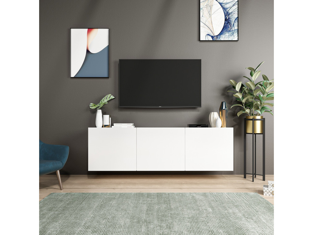 Suporte de TV em madeira "White" - 150 x 31 x 44 cm - Branco