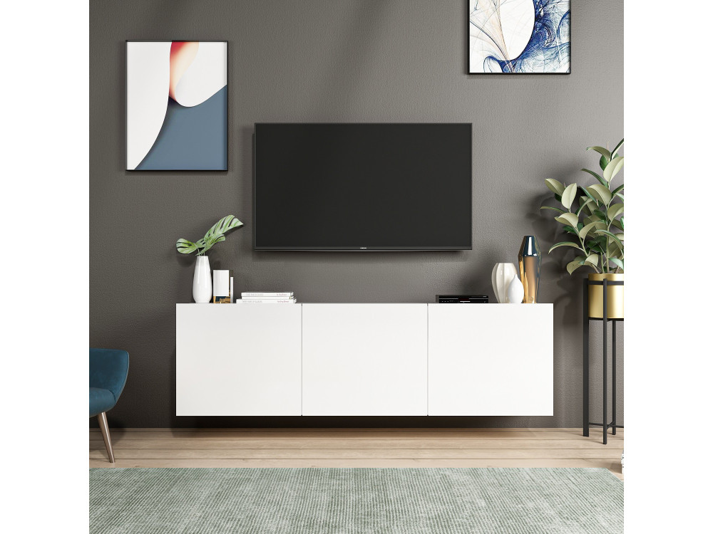 Suporte de TV em madeira "White" - 150 x 31 x 44 cm - Branco