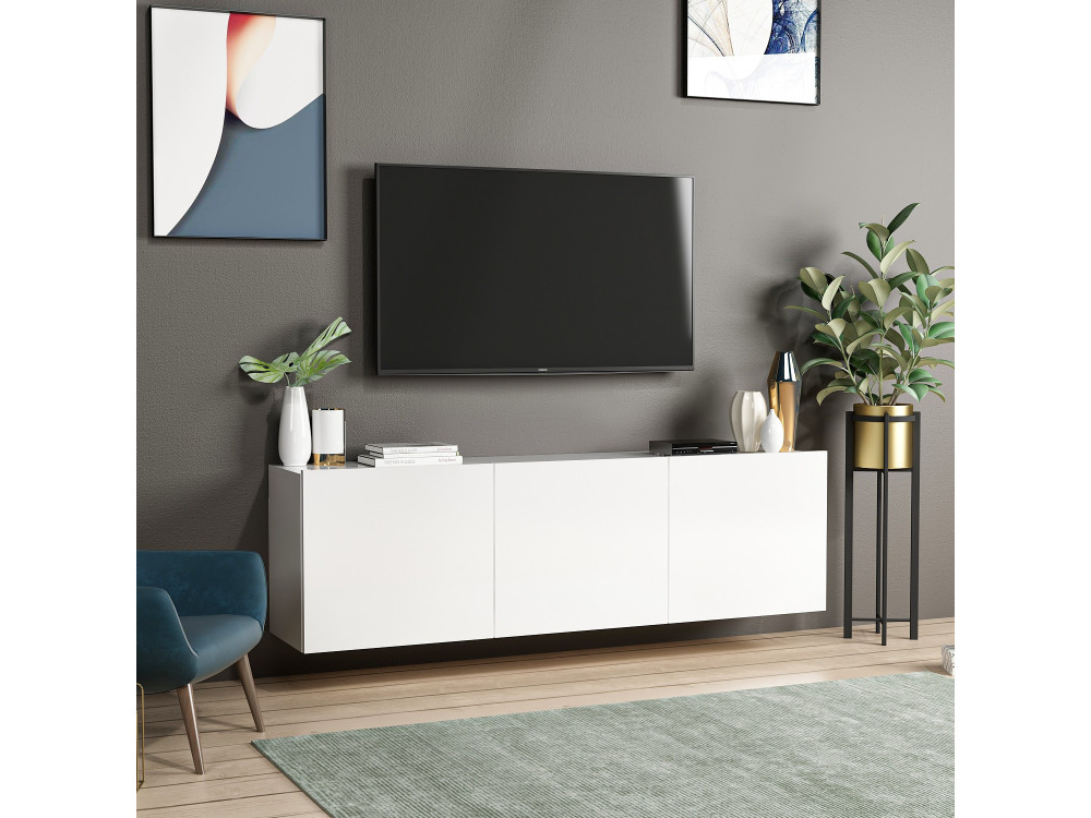 Suporte de TV em madeira "White" - 150 x 31 x 44 cm - Branco