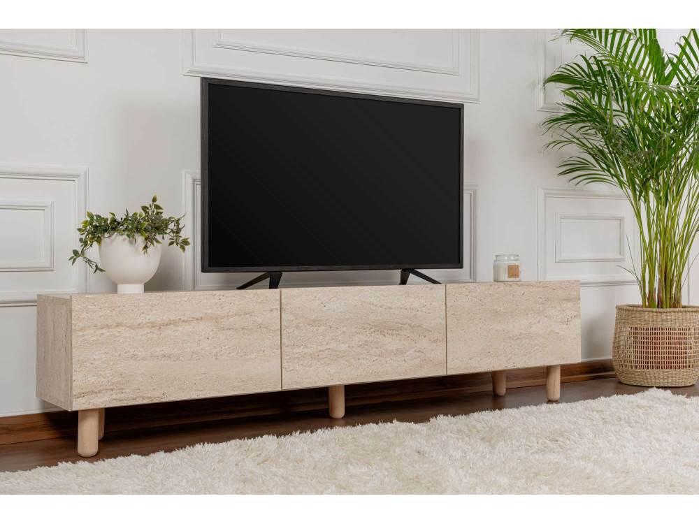 Suporte de TV em madeira "Alvin" - 180 x 31 x 42 cm - Bege