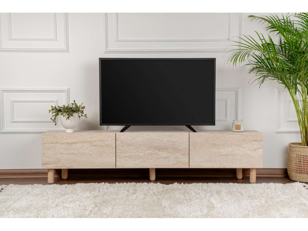 Suporte de TV em madeira "Alvin" - 180 x 31 x 42 cm - Bege