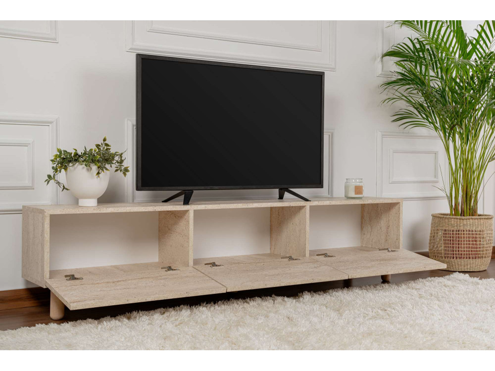 Suporte de TV em madeira "Alvin" - 180 x 31 x 42 cm - Bege