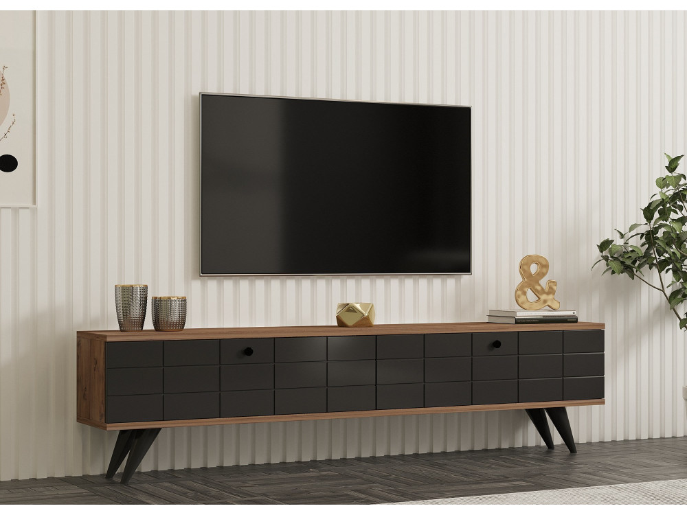 Móvel TV "Alberi" em madeira - 160 x 25 x 35 cm - Cinzento antracite