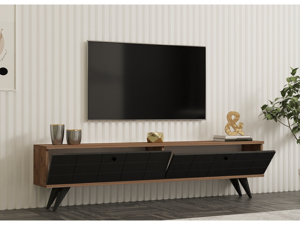 Móvel TV "Alberi" em madeira - 160 x 25 x 35 cm - Cinzento antracite