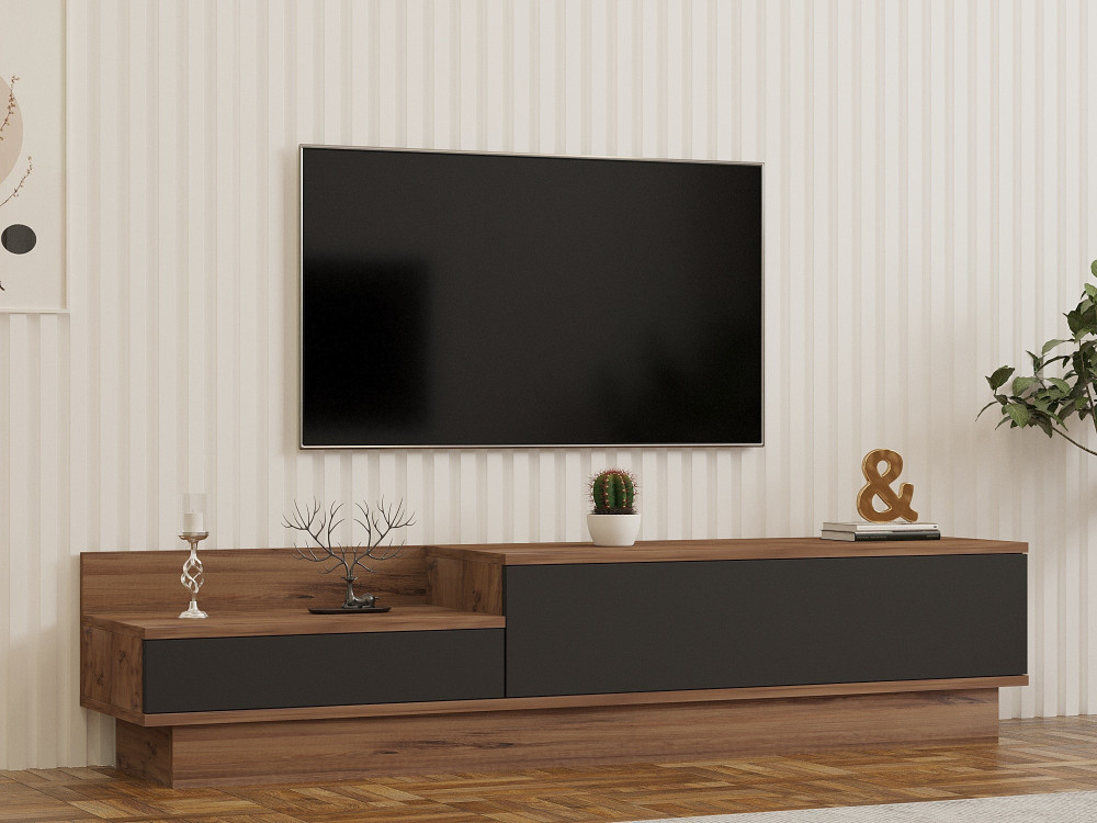 Suporte de TV em madeira "Asir" - 160 x 35 x 35 cm - Castanho