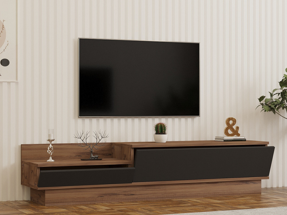 Suporte de TV em madeira "Asir" - 160 x 35 x 35 cm - Castanho