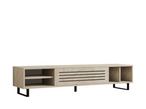 Mesa de TV em madeira "Safir" - 160 x 40 x 35 cm - Travertino