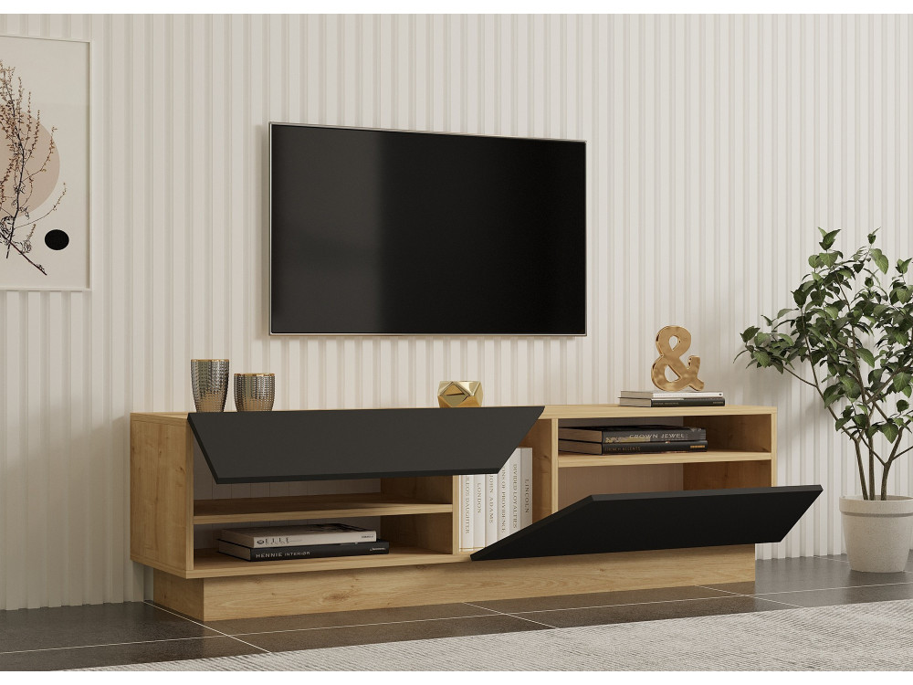 Suporte de TV em madeira "Yaprak" - 160 x 40 x 45 cm - Saphir, Antracite