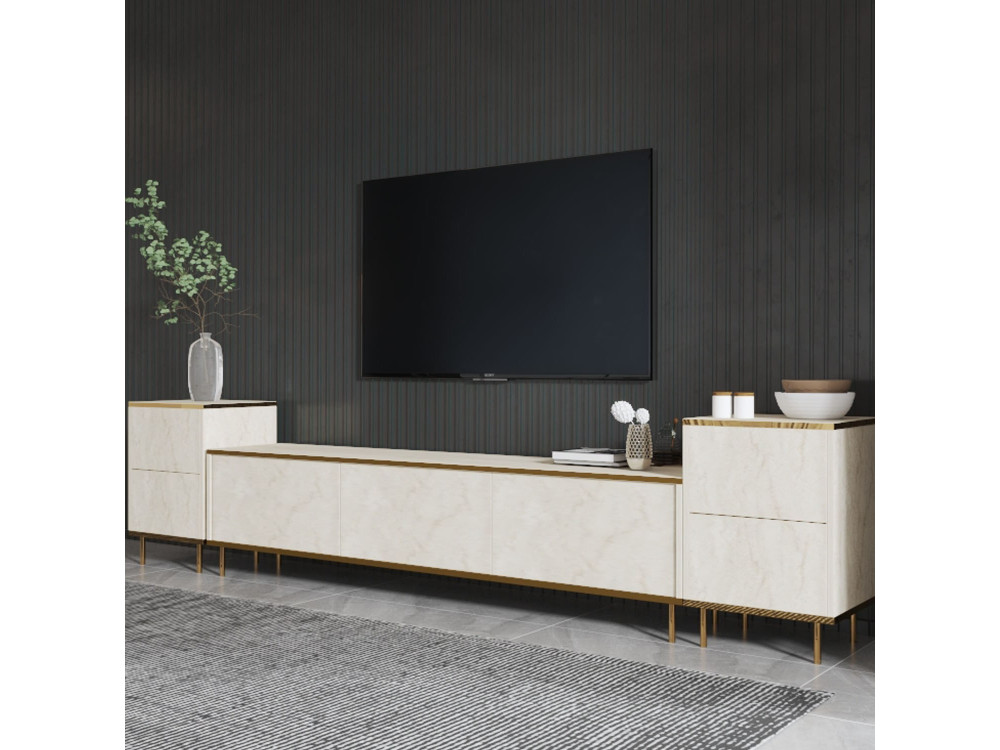 Móvel TV "Imaj" em madeira - 260 x 35 x 60 cm - TravertinOr