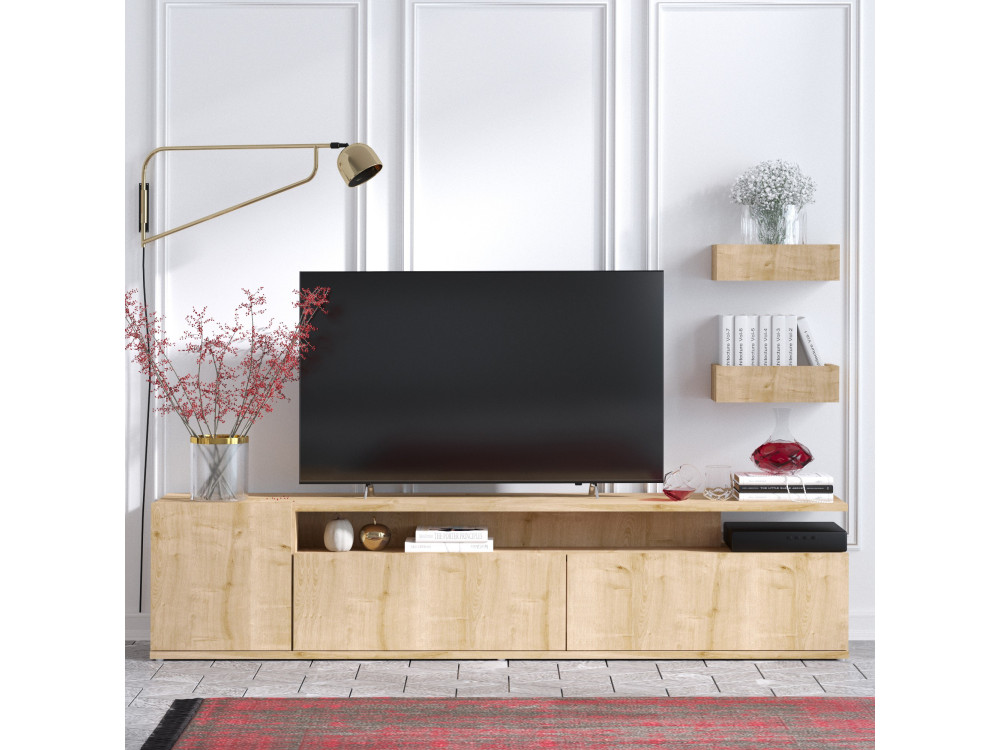 Móvel TV em madeira "Alika" - 180 x 35 x 45 cm - Carvalho