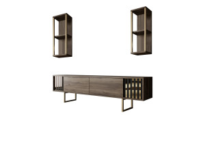 Suporte de TV em madeira "Gold Line" - 180 x 30 x 48 cm - NogueiraPreto
