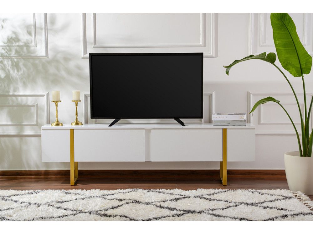 Suporte para televisor em madeira "Serenity" - 180 x 29 x 50 cm - Branco