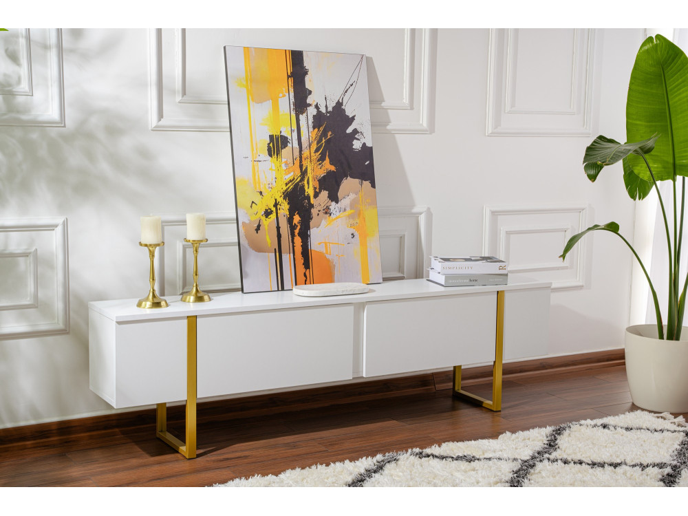 Suporte para televisor em madeira "Serenity" - 180 x 29 x 50 cm - Branco