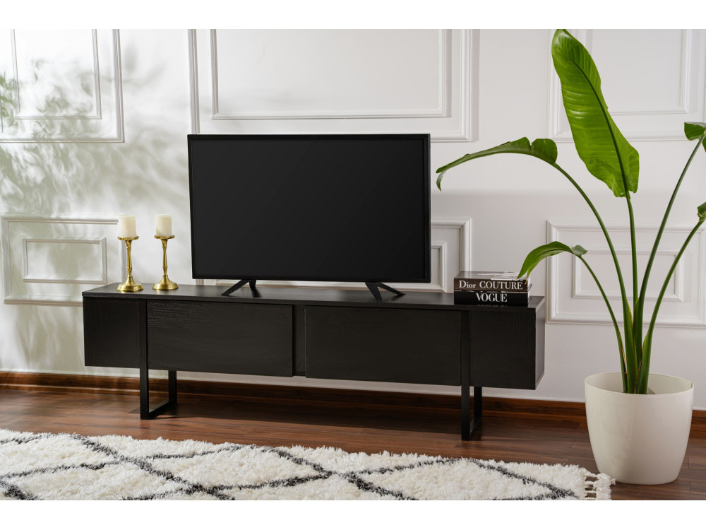 Suporte para televisor em madeira "Serenity" - 180 x 29 x 50 cm - Preto