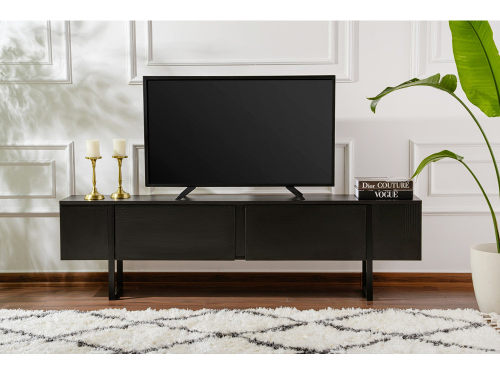 Suporte para televisor em madeira "Serenity" - 180 x 29 x 50 cm - Preto