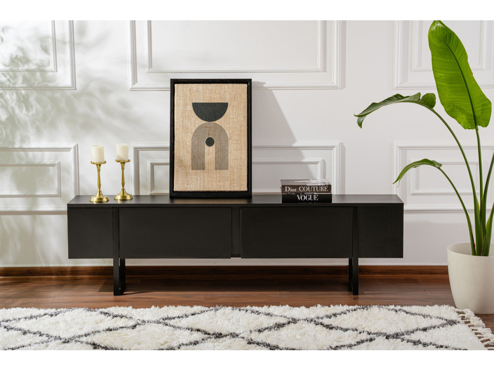 Suporte para televisor em madeira "Serenity" - 180 x 29 x 50 cm - Preto