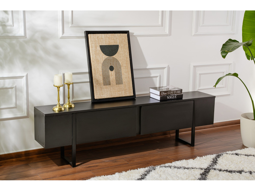 Suporte para televisor em madeira "Serenity" - 180 x 29 x 50 cm - Preto