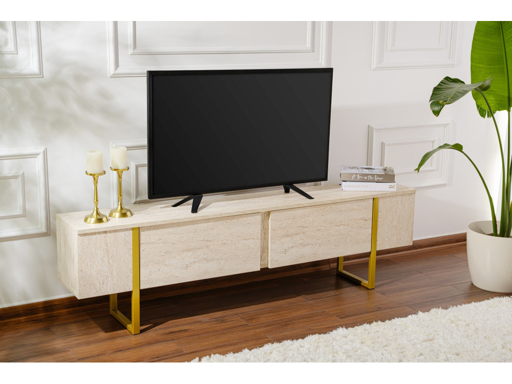 Móvel TV de madeira "Serenity" 180 x 30 x 50 cm - Travertino