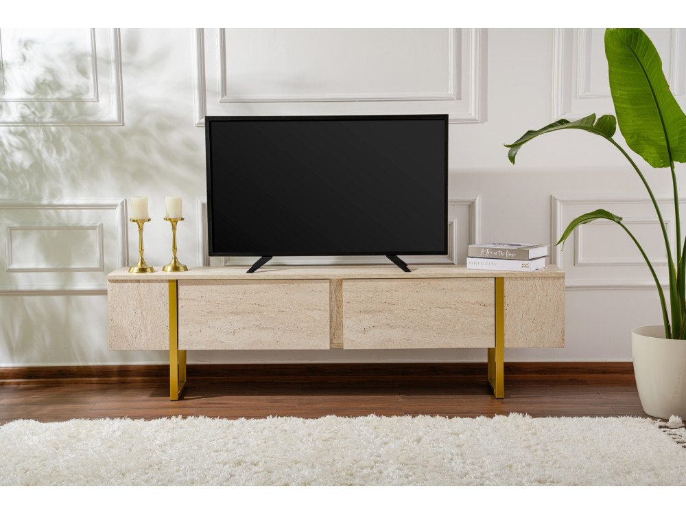 Móvel TV de madeira "Serenity" 180 x 30 x 50 cm - Travertino