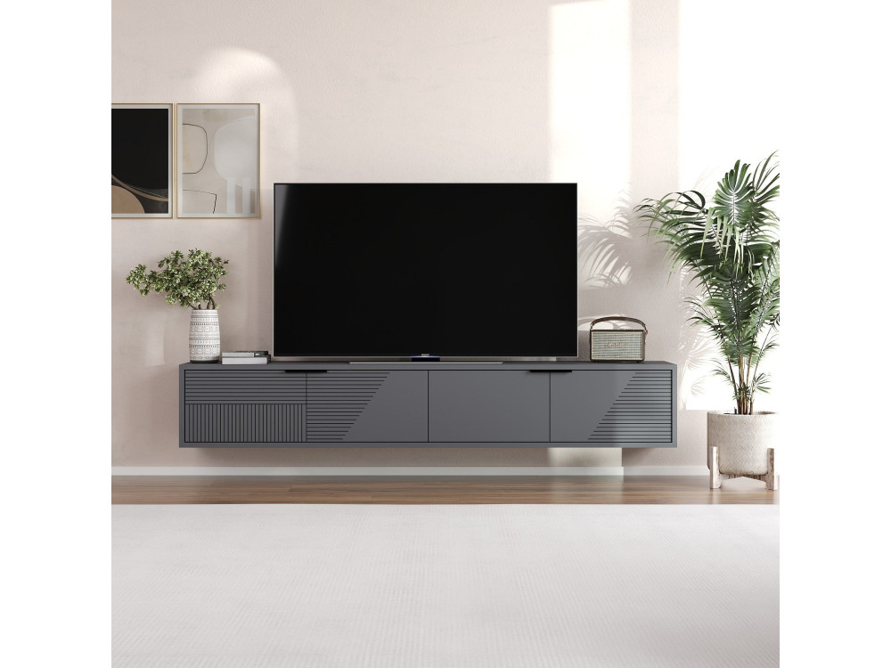 Móvel TV de madeira "Parla" 180 x 30 x 30 cm - Antracite