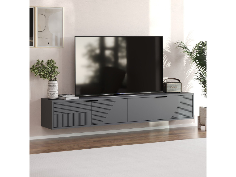 Móvel TV de madeira "Parla" 180 x 30 x 30 cm - Antracite