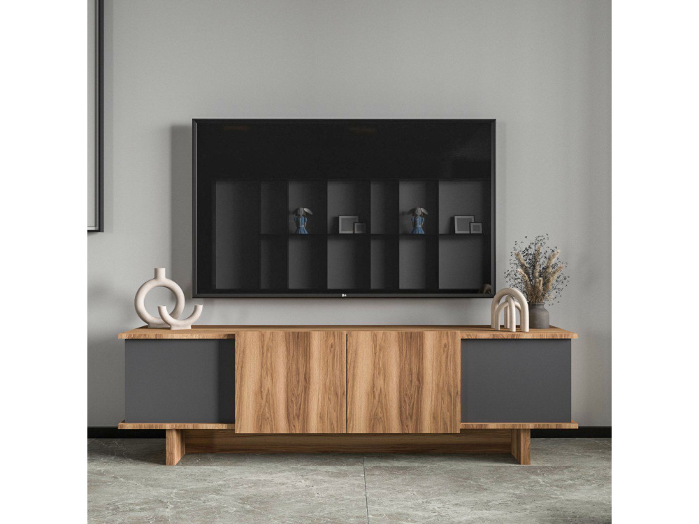 Móvel TV de madeira "Diana" 180 x 33 x 50 cm - Antracite