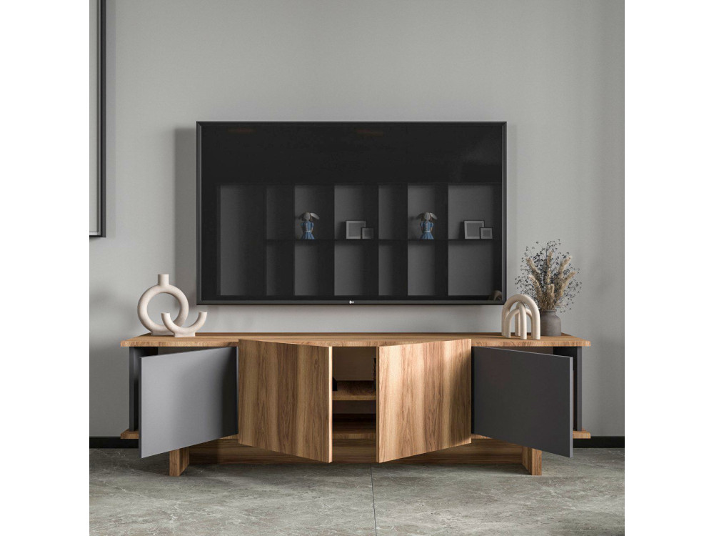 Móvel TV de madeira "Diana" 180 x 33 x 50 cm - Antracite