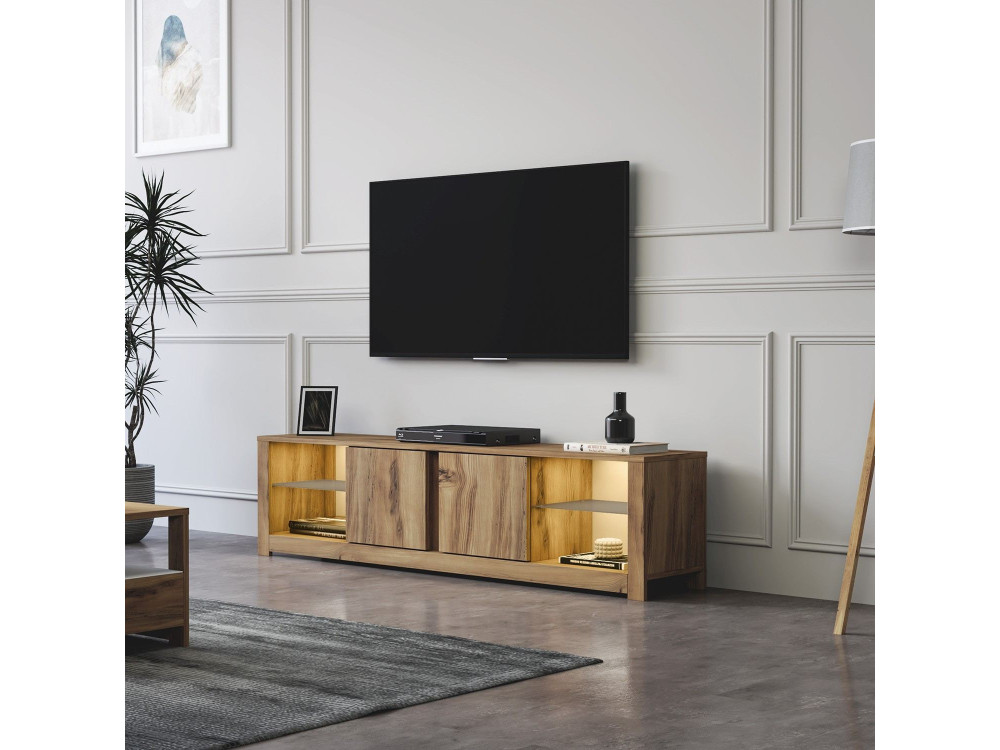 Suporte de TV em madeira "Aydos" 180 x 35 x 45 cm - Carvalho