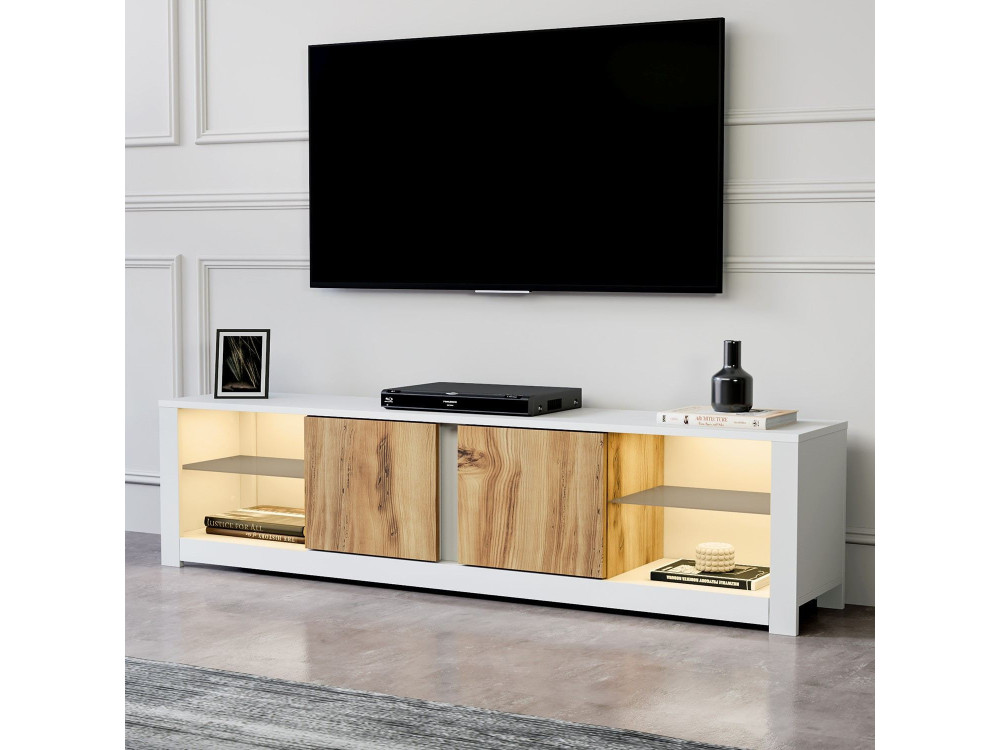 Suporte de TV em madeira "Aydos" 180 x 35 x 45 cm - Branco